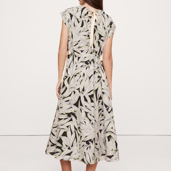 BANANA REPUBLIC Cotton Poplin Tie-Waist Midi Dress Color: Banana Peel Yellow - Picture 2 of 3